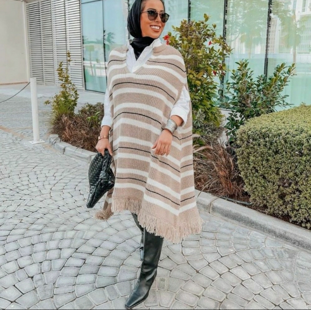 Zara stripped knit poncho